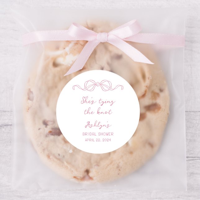 Redondo Adesivo de Casando com Traços de Mão Rosa (Criador carregado)