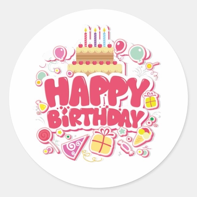 Redondo Adesivo de Celebração de Aniversário ⭐ (Frente)
