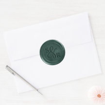 Adesivo de cera verde esmeralda com iniciais
