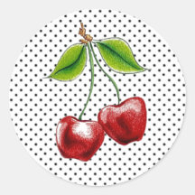 Adesivo de Cerejas com Bolinhas (folha de 20)