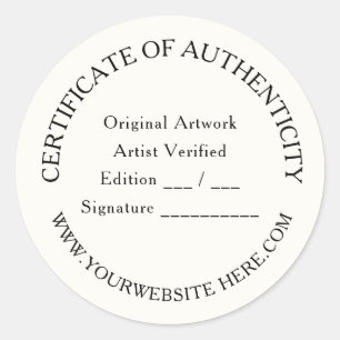 Redondo Adesivo de Certificado de Autenticidade de Luxo