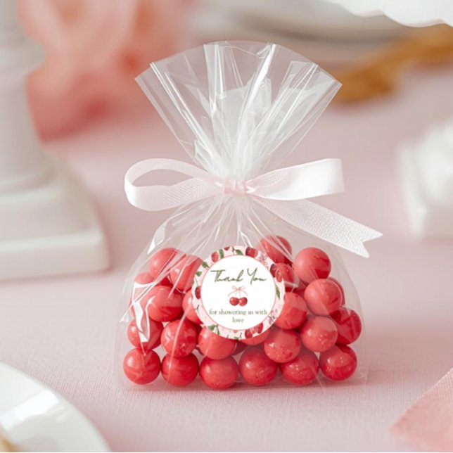 Redondo Adesivo de chá de bebê Cherry Sweet (Criador carregado)