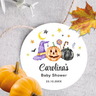 Redondo Adesivo de Chá de Bebê de Halloween