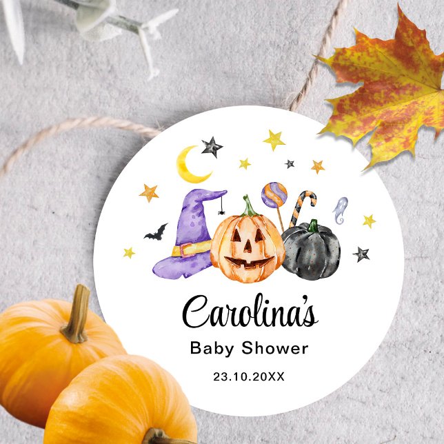 Redondo Adesivo de Chá de Bebê de Halloween (Criador carregado)
