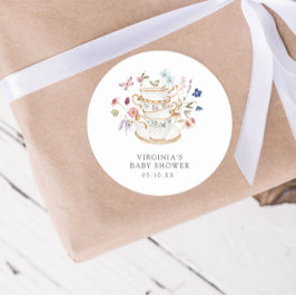 Redondo Adesivo de Chá de Bebê Festa com Chá