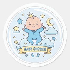 Redondo Adesivo de chá de bebê para menino