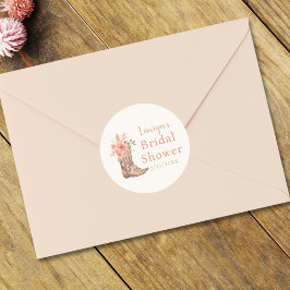 Redondo Adesivo de Chá de Noiva Caubói Floral Rosa Elegant