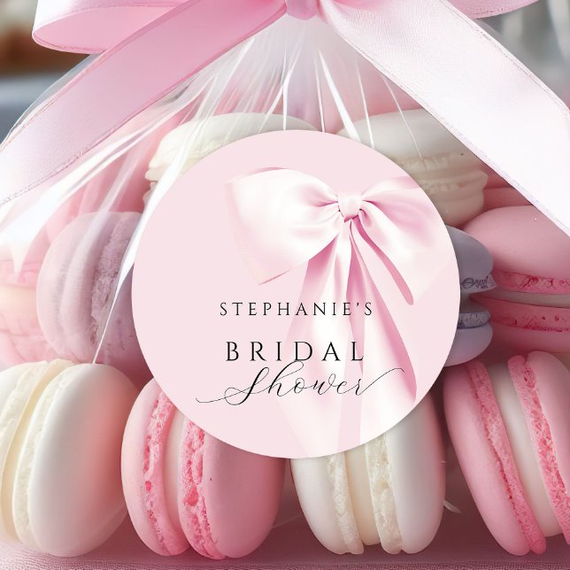 Redondo Adesivo de Chá de Noiva com Laço Rosa (Criador carregado)