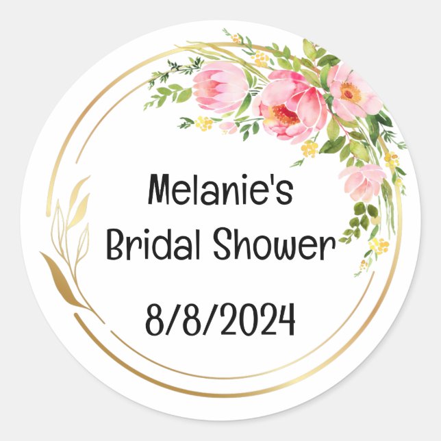 Redondo Adesivo de Chá de Noiva com Texto Editável (Frente)