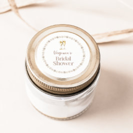 Redondo Adesivo de Chá de Noiva Pérolas e Prosecco