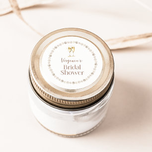 Redondo Adesivo de Chá de Noiva Pérolas e Prosecco