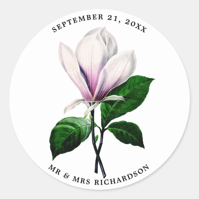 Redondo adesivo de chá de panela de casamento magnolia (Frente)