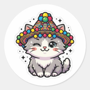 Redondo Adesivo de Chapéu Tecido Gato Marroquino Amazigh K