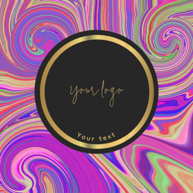 Redondo Adesivo de chocolate preto e dourado (Criador carregado)