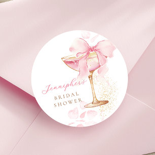 Redondo Adesivo de Churrasco de Noiva com Laço Rosa e Borb