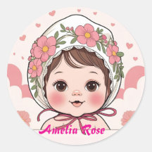 Adesivo de Chuvada de Bebê Rosa com Flores em Aqua