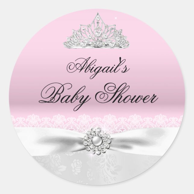 Redondo Adesivo de Chuveiro de Bebê Coroa de Princesa Rosa (Frente)