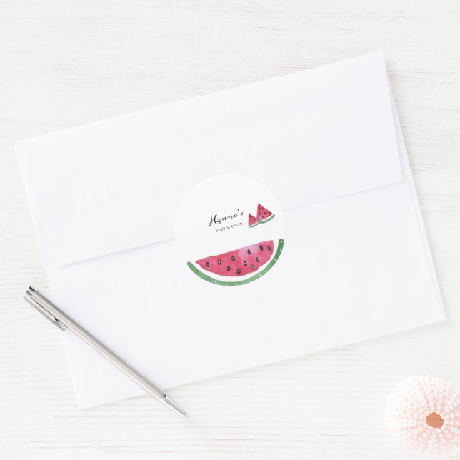 Redondo Adesivo de Chuveiro de Bebê de Melancia de Verão  (Envelope)