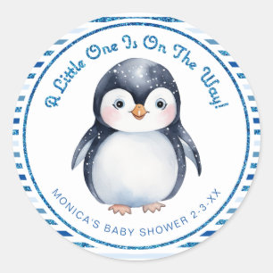 Redondo Adesivo de Chuveiro de Bebê de Pinguim Fofo de Inv