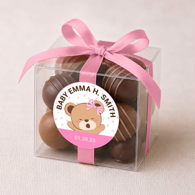 Redondo Adesivo de Chuveiro de Bebê Urso Bebê Fofo (Rosa) (Criador carregado)