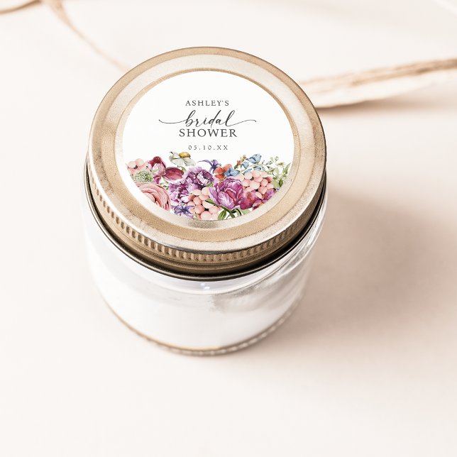 Redondo Adesivo de Chuveiro de Noiva de Flor Silvestre (Wildflower Bridal Shower Sticker by Painted Paperie
)