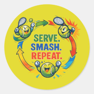 Redondo Adesivo de Citação Divertida de Tênis Serve Smash