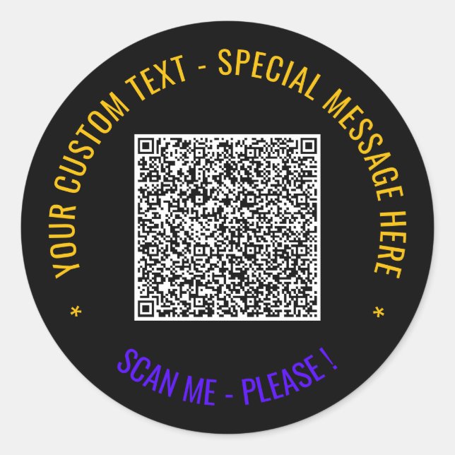 Redondo Adesivo de Código QR com Texto Personalizado Escol (Frente)