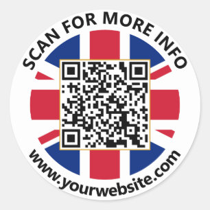 Redondo Adesivo de Código QR do Reino Unido Moderno Bandei
