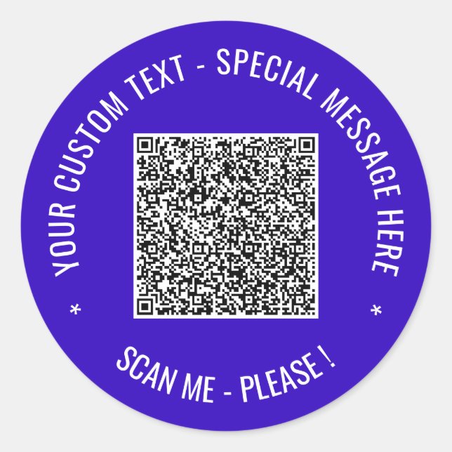 Redondo Adesivo de Código QR Personalizado com Texto e Cor (Frente)
