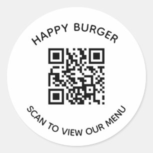 Redondo Adesivo de código QR substituível para restaurante