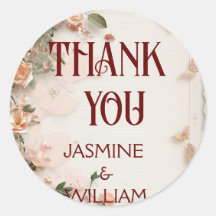 Adesivo de Convite de Casamento com Flores Elegant