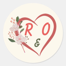 Redondo Adesivo de Convite de Casamento Editável Arco Flor