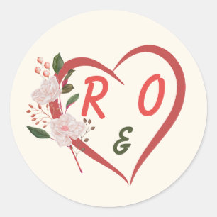 Redondo Adesivo de Convite de Casamento Editável Arco Flor