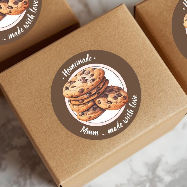 Redondo Adesivo de cookies de cor d'água de texto personal (Criador carregado)