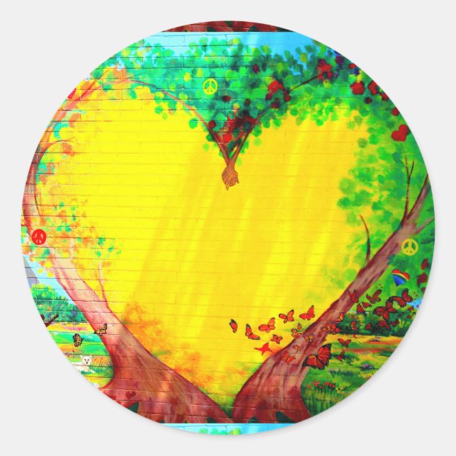 Redondo adesivo de coração dourado (Frente)