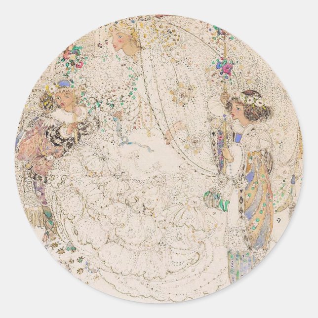 Redondo Adesivo de Coração para Chá de Noiva em Arte Nova (Frente)