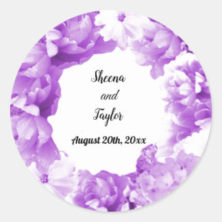 Redondo Adesivo de Coroa de Casamento Roxo Monocromático