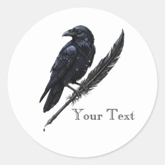 Redondo Adesivo de Corvo Personalizado em Pena de Pato