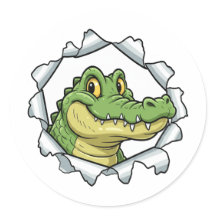 Adesivo de Crocodilo Rasgado de Papel Fofo