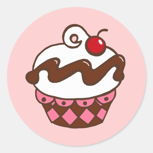 Redondo Adesivo de Cupcake (Frente)