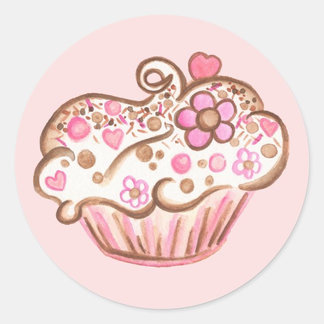 Redondo Adesivo de Cupcake (Frente)