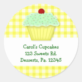 Redondo Adesivo de Cupcake amarelo personalizado