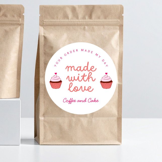 Redondo Adesivo de Cupcake Café e Bolo Feito com amor (Criador carregado)