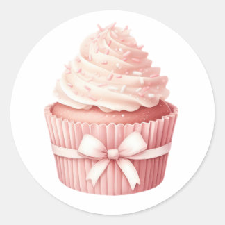 Redondo Adesivo de Cupcake Rosa em Aquarela – Inverno Acon