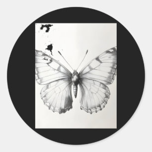 Redondo Adesivo de desenho a lápis de Borboleta Monarca Re