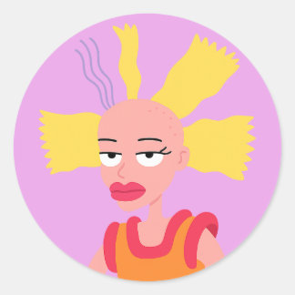 Redondo Adesivo de desenho animado “Bad Hair Day”