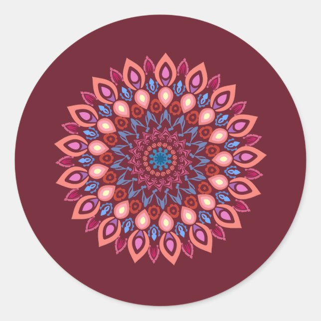 Redondo adesivo de design mandala (Frente)