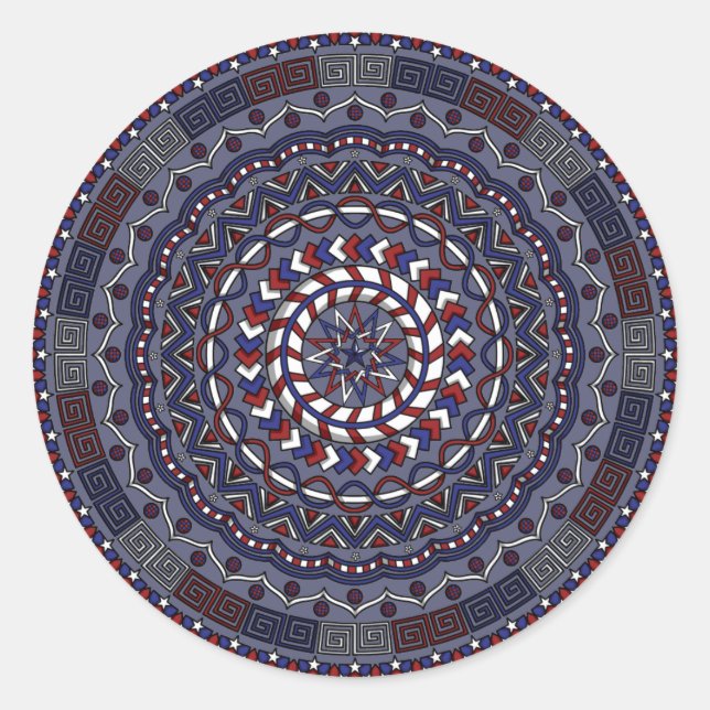 Redondo Adesivo de Dia de Independência Ligado (Frente)