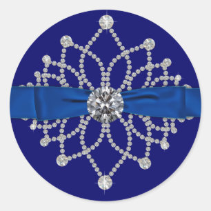 Redondo Adesivo de Diamantes Azul Royal Elegante