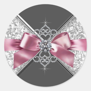 Redondo Adesivo de Diamantes Rosa Preto e Branco Elegante